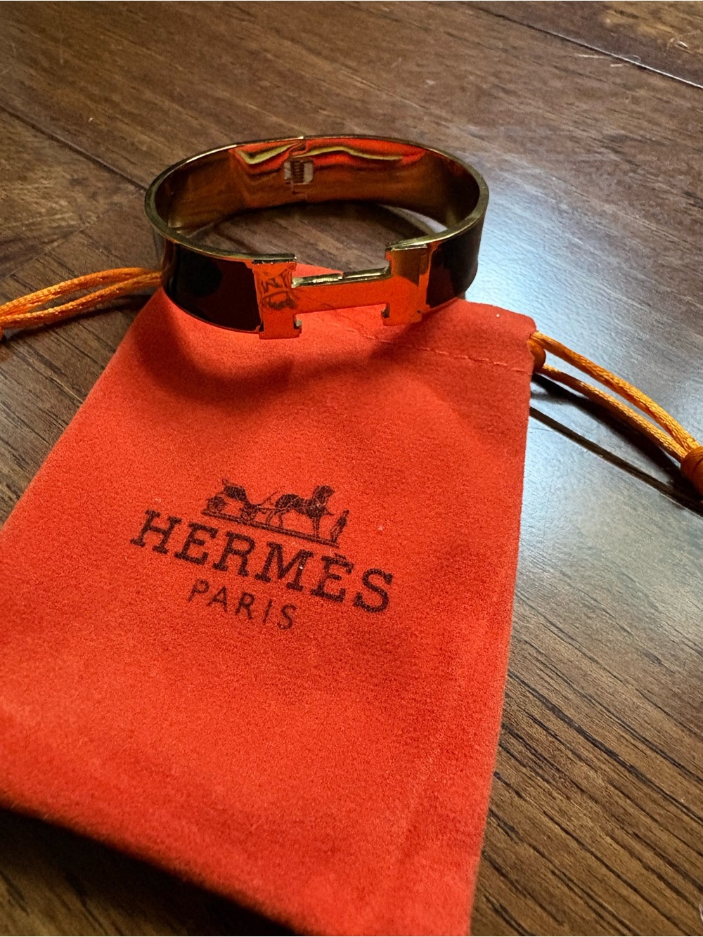Hermes Bracelet in Black and Gold Bangle